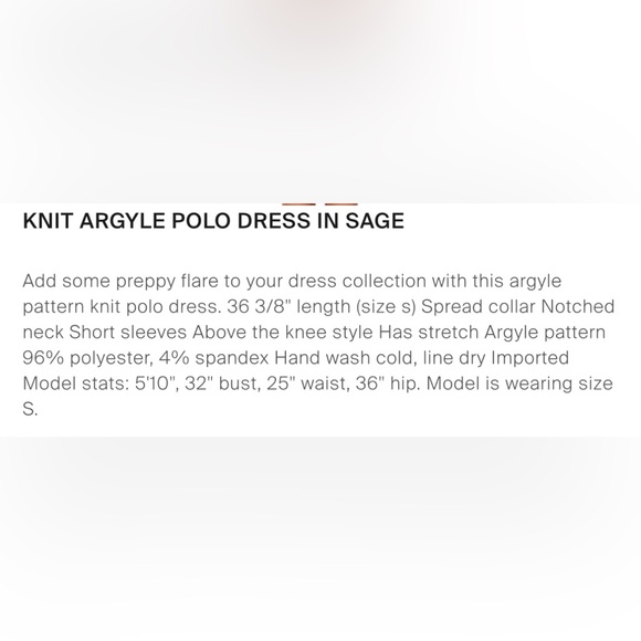 Dual Nature Knit Argyle Polo Dress Color Sage Sz M never worn perfect condition - Picture 4 of 6